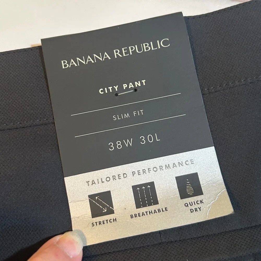 Banana Republic Mens City Pant Slim Fit Tapered Black 38x30 536775-01-1 NWT